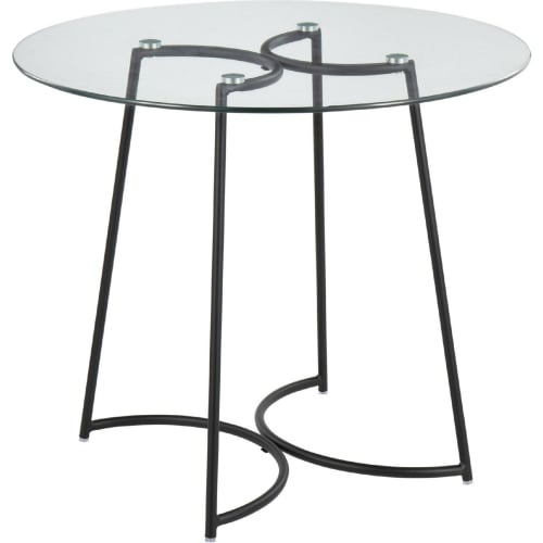 Cece 35" Dinette Table in Black Steel & Tempered Glass